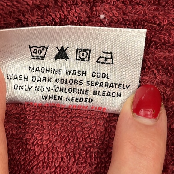 Chakir Turkish Linens BURGUNDY Bath Robe TERRY CLOTH long BELT front pockets LRG - Picture 10 of 13